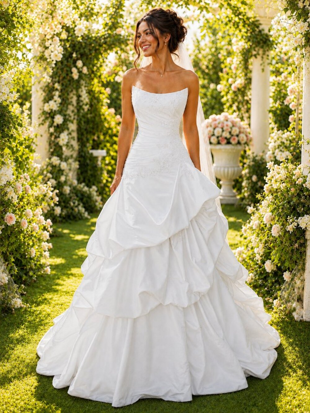 NWT Maggie Sottero Strapless Bouffant Wedding Dress White Size 8